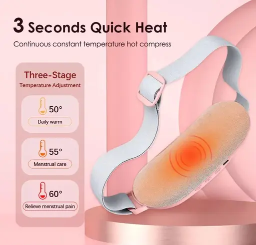 Period Cramp Relief Massager & Heating Pad for Period Cramps Portable Cordless Periods Cramps Relief Machine 3-Temp. & 3-Massage Mode Fast Heating Menstrual Period Pain Relief Device for Women.