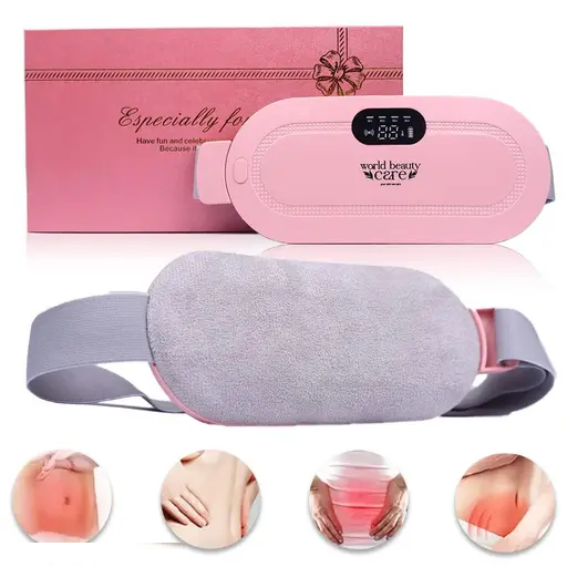 Period Cramp Relief Massager & Heating Pad for Period Cramps Portable Cordless Periods Cramps Relief Machine 3-Temp. & 4-Massage Mode Fast Heating Menstrual Period Pain Relief Device for Women.